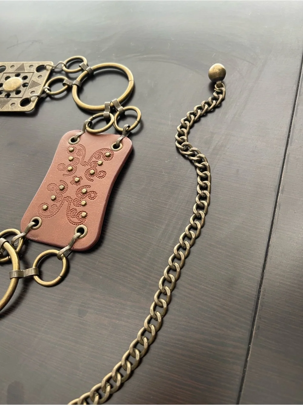Boho Chain Belt / Y2K Western Style Leather Accent Belt- women